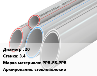 Труба полипропиленовая 20 s=3.4 PPR-FB-PPR стекловолокно, метр, MeerPlast цена от 44.1 ₼ / шт, где купить, условия доставки в Баку и Бакинская области
